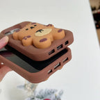 Protective Apple iPhone Back Cover - 3D iPhone Samsung Redmi Brown Big Teddy Bear Pre-Order Phone Holder Stand Rubber Silicone Case - Style 2