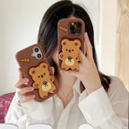 Protective Apple iPhone Back Cover - 3D iPhone Samsung Redmi Brown Big Teddy Bear Pre-Order Phone Holder Stand Rubber Silicone Case