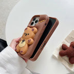 Protective Apple iPhone Back Cover - 3D iPhone Samsung Redmi Brown Big Teddy Bear Pre-Order Phone Holder Stand Rubber Silicone Case - Style 5