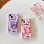 Protective Apple iPhone Back Cover - 3D iPhone Samsung Butterfly Pre-Order Phone Holder Stand Rubber Silicone Case - Style 12