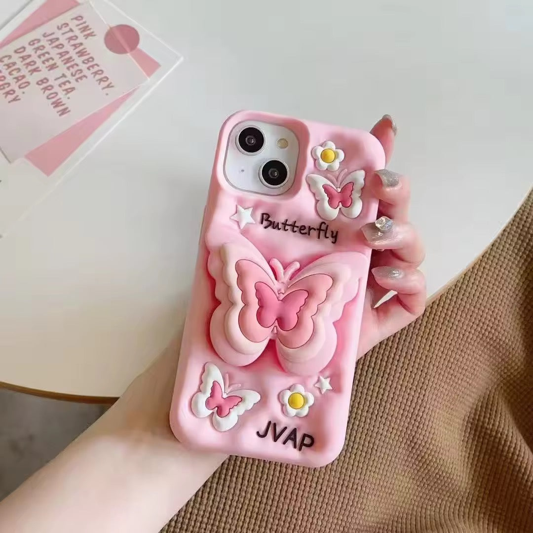 Protective Apple iPhone Back Cover - 3D iPhone Samsung Butterfly Pre-Order Phone Holder Stand Rubber Silicone Case - Style 8