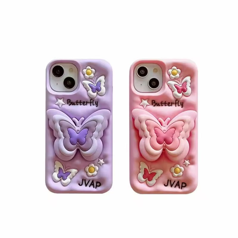 Protective Apple iPhone Back Cover - 3D iPhone Samsung Butterfly Pre-Order Phone Holder Stand Rubber Silicone Case - Style 6