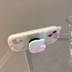 Protective Apple iPhone Back Cover - Hello Kitty 3D Phone Holder White Pink iPhone Soft Case - Style 2