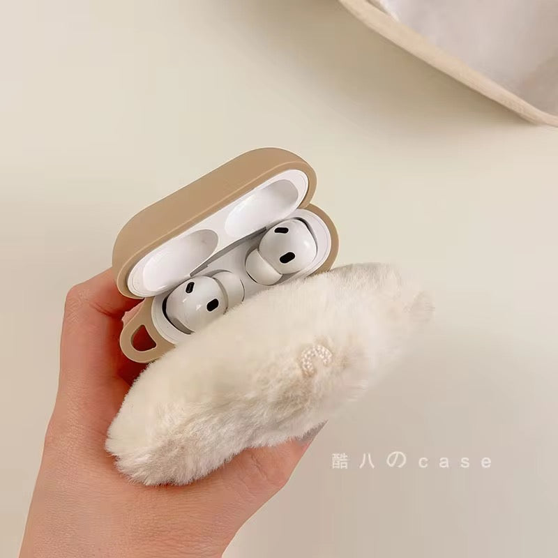 Cute Star Plush Fur Brown Airpod Case With Hanging Mobile Case by CoverMeUp - Style 3