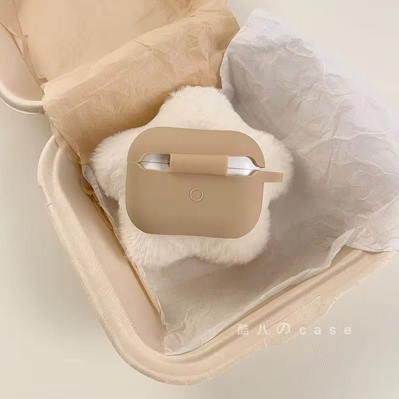 Cute Star Plush Fur Brown Airpod Case With Hanging Mobile Case by CoverMeUp - Style 5