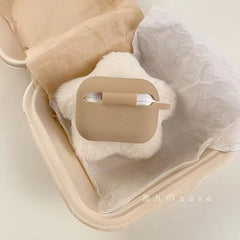 Cute Star Plush Fur Brown Airpod Case With Hanging
