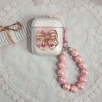 3D Pink Bow With Lanyard Transparent Airpod Case Mobile Case by CoverMeUp - Style 3