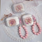 3D Pink Bow With Lanyard Transparent Airpod Case Mobile Case by CoverMeUp - Style 2