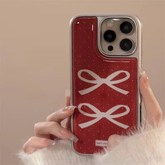 Wine Burgandy Red Bow Glossy Bumper Protection iPhone Case