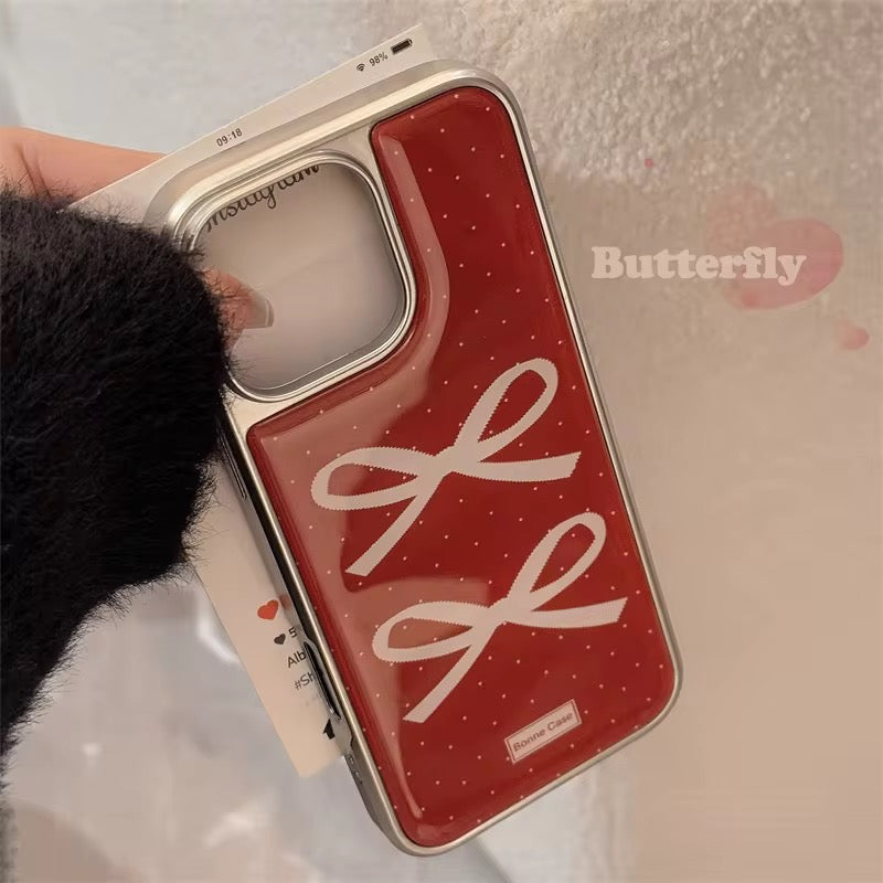 Wine Burgandy Red Bow Glossy Bumper Protection iPhone Case