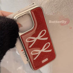 Wine Burgandy Red Bow Glossy Bumper Protection iPhone Case