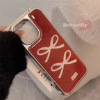Protective Apple iPhone Back Cover - Wine Burgandy Red Bow Glossy Bumper Protection iPhone Case - Style 3