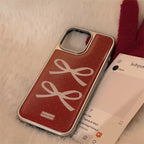 Protective Apple iPhone Back Cover - Wine Burgandy Red Bow Glossy Bumper Protection iPhone Case - Style 2