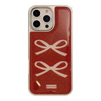 Protective Apple iPhone Back Cover - Wine Burgandy Red Bow Glossy Bumper Protection iPhone Case - Style 6