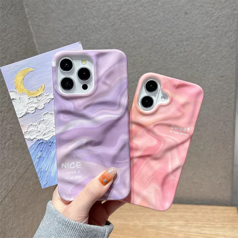 Protective Apple iPhone Back Cover - Purple Pink Smudge Textured iPhone Silicone Case