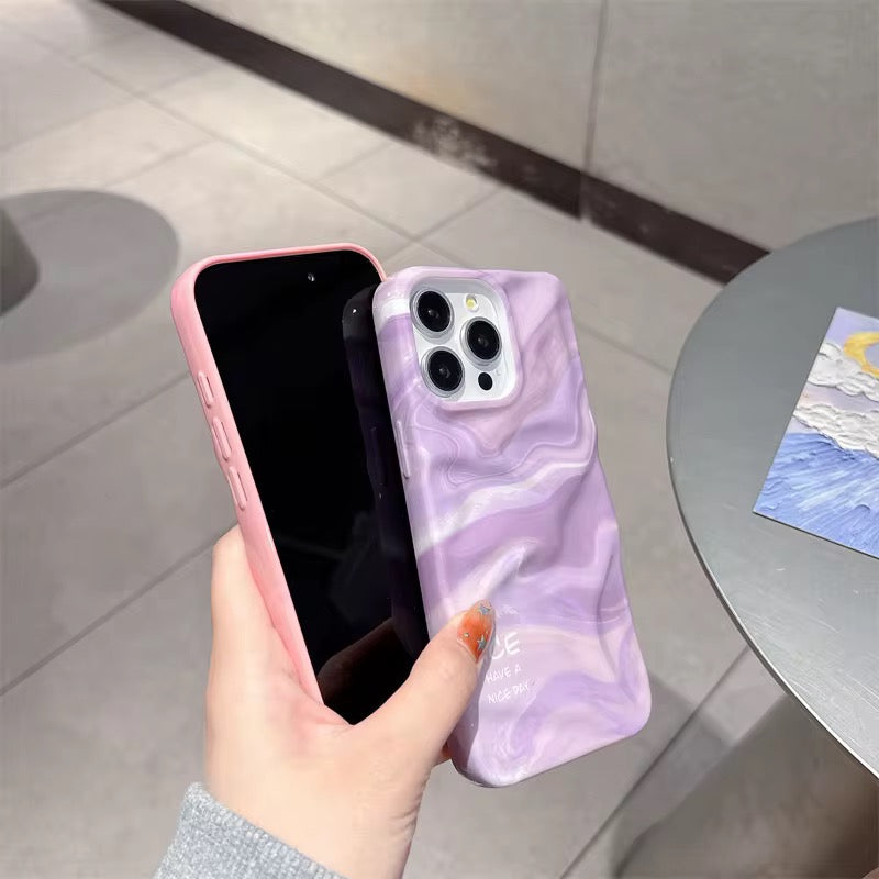 Protective Apple iPhone Back Cover - Purple Pink Smudge Textured iPhone Silicone Case - Style 3