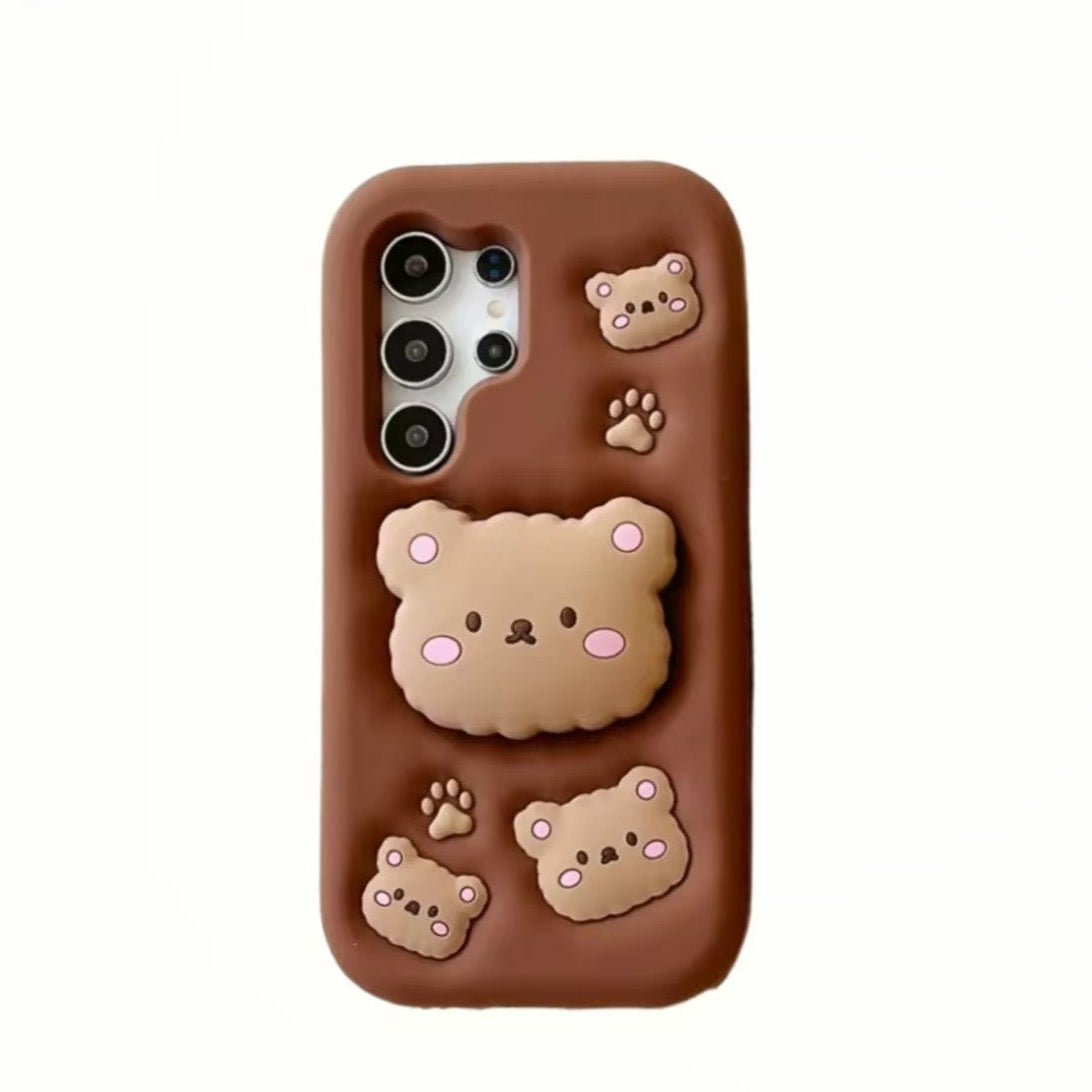 Samsung 3D Brown Teddy Bear Stand Phone Holder Soft Silicone Rubber Case Mobile Case by CoverMeUp - Style 5