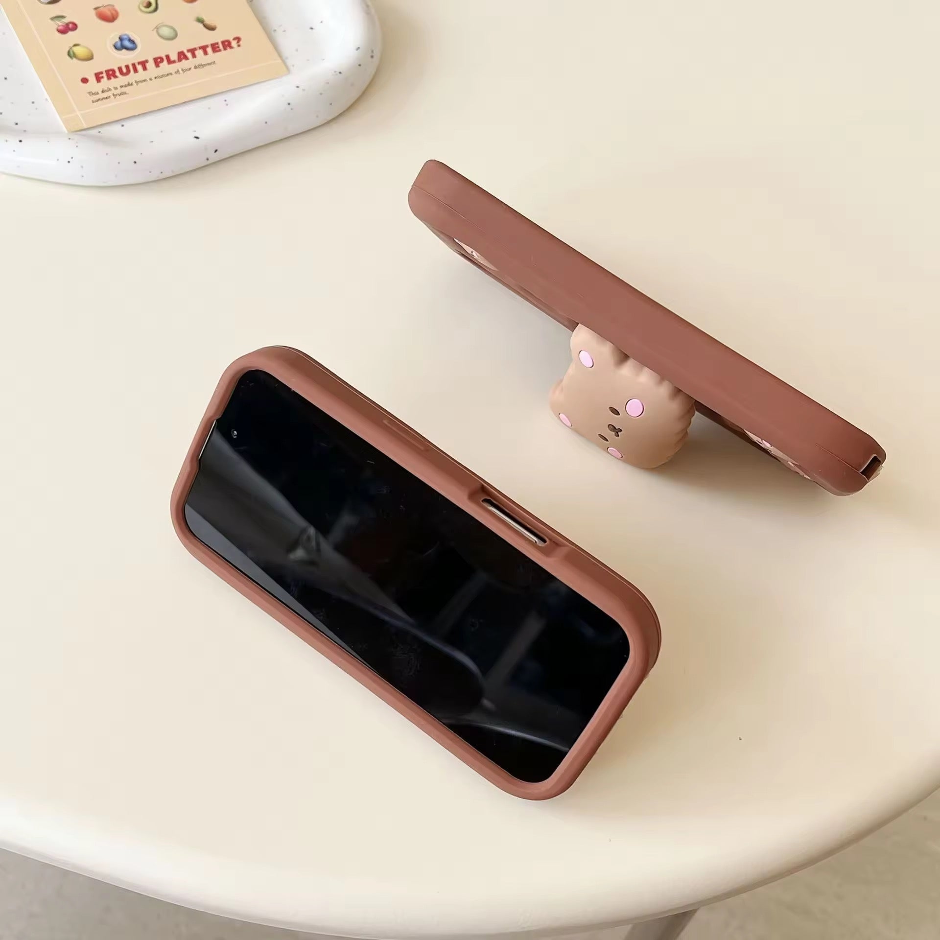 Samsung 3D Brown Teddy Bear Stand Phone Holder Soft Silicone Rubber Case Mobile Case by CoverMeUp - Style 2