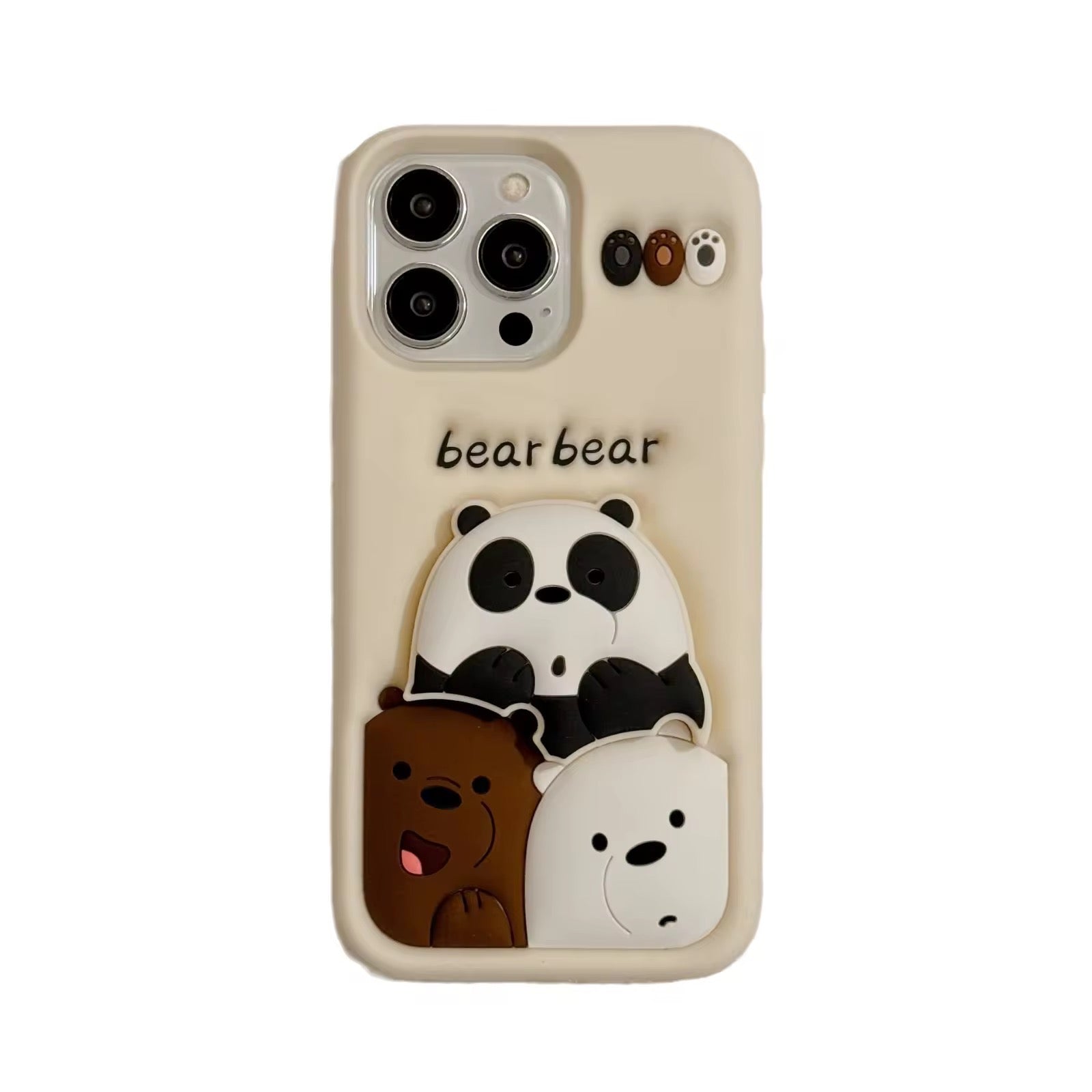 Protective Apple iPhone Back Cover - We Bear Panda Phone Holder iPhone Rubber Silicone Case - Style 5
