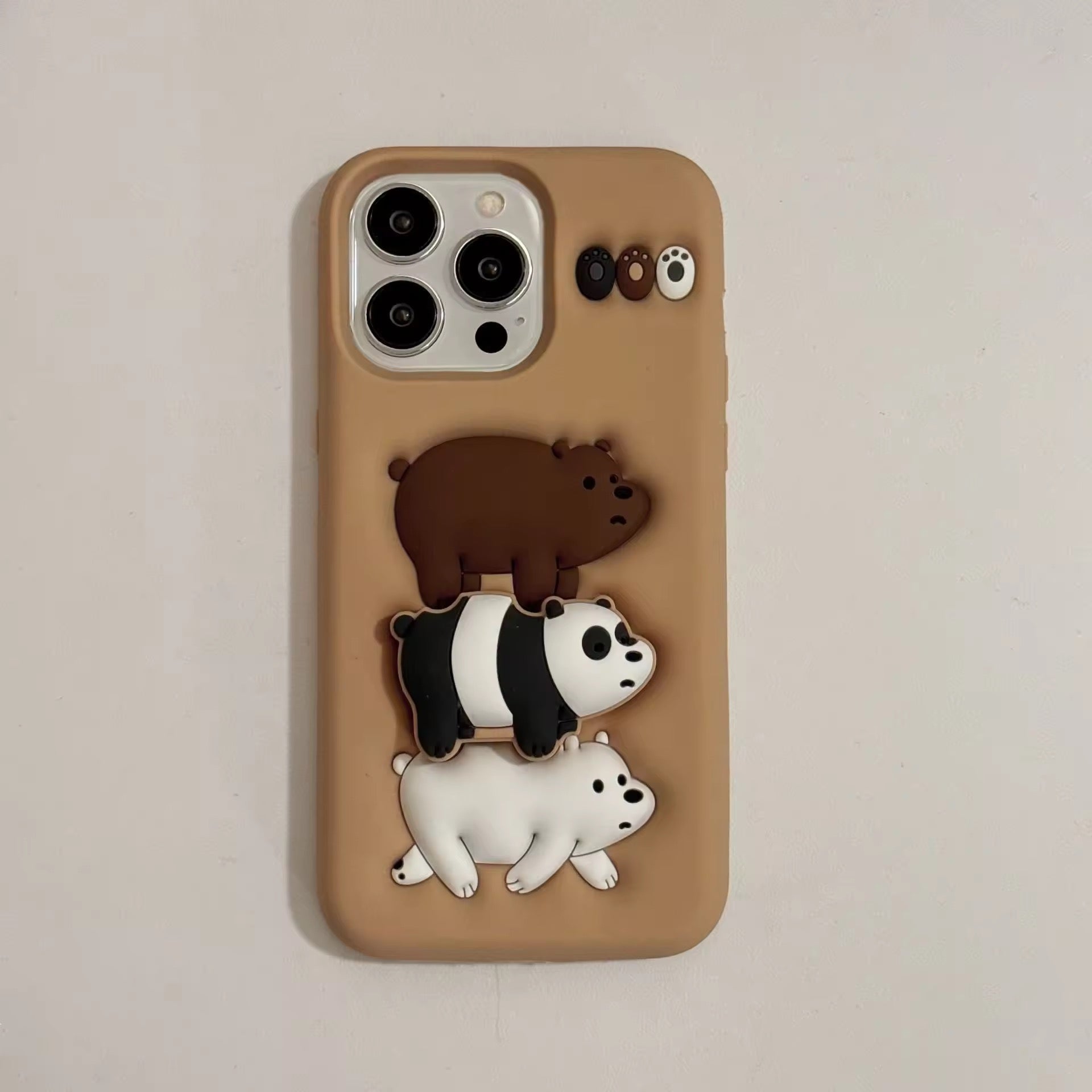 Protective Apple iPhone Back Cover - We Bear Panda Phone Holder iPhone Rubber Silicone Case - Style 4