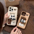 Protective Apple iPhone Back Cover - We Bear Panda Phone Holder iPhone Rubber Silicone Case