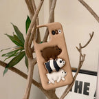 Protective Apple iPhone Back Cover - We Bear Panda Phone Holder iPhone Rubber Silicone Case - Style 3