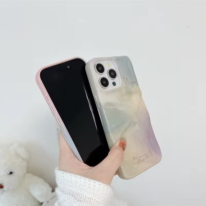 Protective Apple iPhone Back Cover - Pastel Shaded Pink Nice Smudge Textured iPhone Silicone Case - Style 3