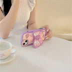 Purple 3D Butterfly Phone Holder Silicone Rubber Case Mobile Case by CoverMeUp - Style 2