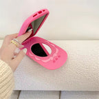 Pink Cellphone Flip Mirror Rubber Silicone Case Mobile Case by CoverMeUp - Style 2