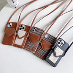 Black White Fabric Wallet Crossbody Bracelet Leather Case Mobile Case by CoverMeUp - Style 3