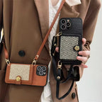 Brown Checks Wallet Crossbody Bracelet Leather Case Mobile Case by CoverMeUp