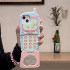 Protective Apple iPhone Back Cover - 3D Cellphone Blue Pink Mirror Flip For iPhone 15 - Style 2
