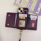 Black 3 Flip Wallet Crossbody Bracelet Leather Case Mobile Case by CoverMeUp - Style 2