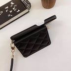 Black 3 Flip Wallet Crossbody Bracelet Leather Case Mobile Case by CoverMeUp - Style 3