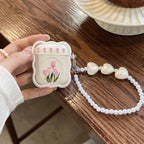 Pink Tulip White Bracelet Transparent Airpod Case Mobile Case by CoverMeUp - Style 3