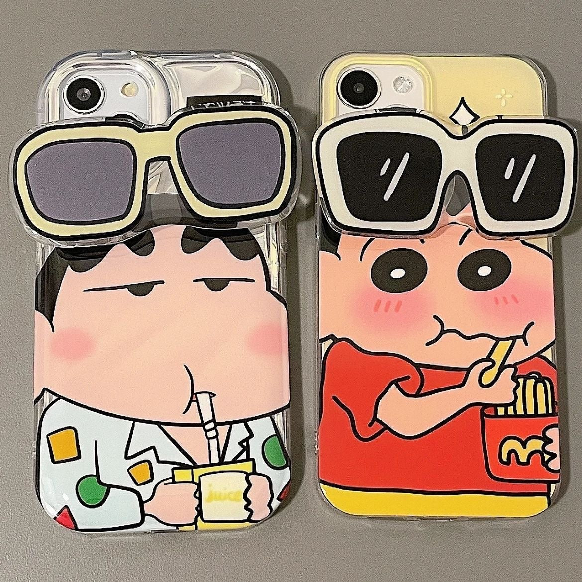 Protective Apple iPhone Back Cover - Shin-chan 3D Sunglasses Phone Holder Trendy iPhone Case - Style 3