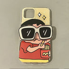 Protective Apple iPhone Back Cover - Shin-chan 3D Sunglasses Phone Holder Trendy iPhone Case
