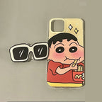 Protective Apple iPhone Back Cover - Shin-chan 3D Sunglasses Phone Holder Trendy iPhone Case - Style 2