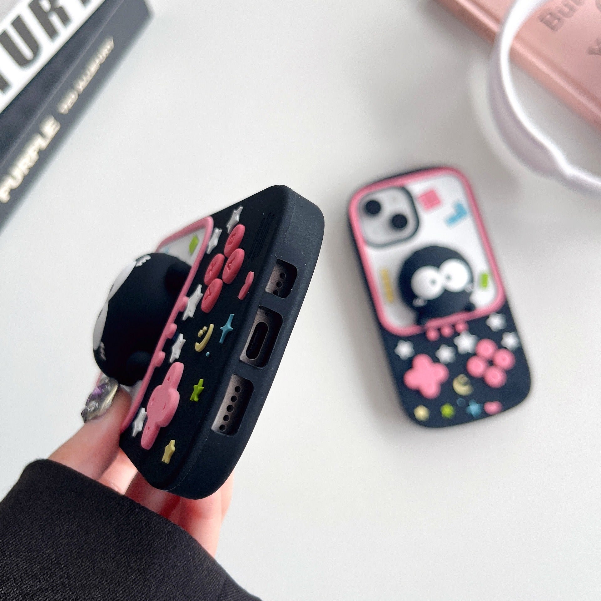 Protective Apple iPhone Back Cover - 3D Game Phone Attached Holder iPhone Silicone Rubber Case - Style 7