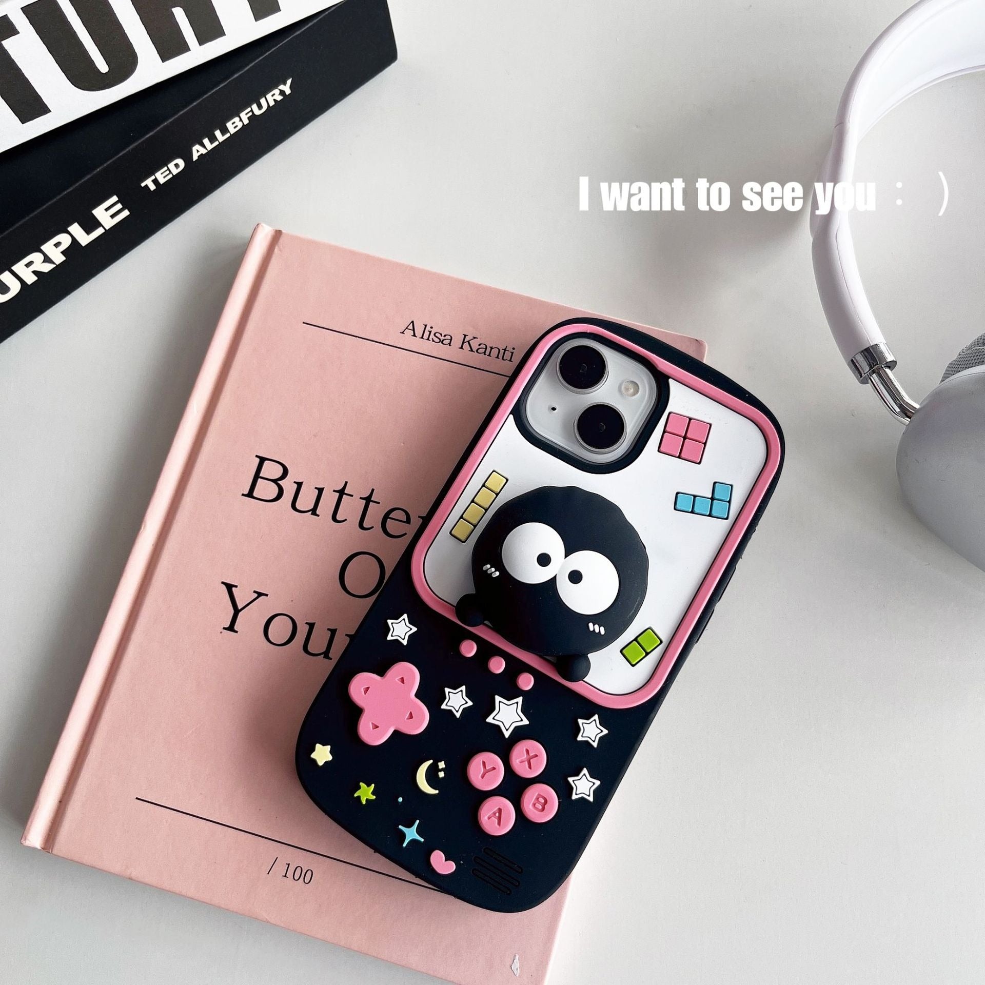 Protective Apple iPhone Back Cover - 3D Game Phone Attached Holder iPhone Silicone Rubber Case - Style 3