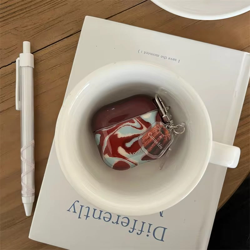Brown Blue Waves Airpod Glossy Case