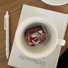 Brown Blue Waves Airpod Glossy Case