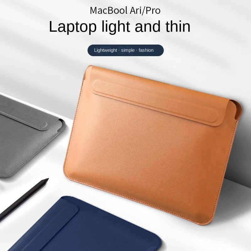 Macbook Laptop Bag Premium Faux Leather Sleeve Lightweight With Magnetic Closure Mobile Case by CoverMeUp