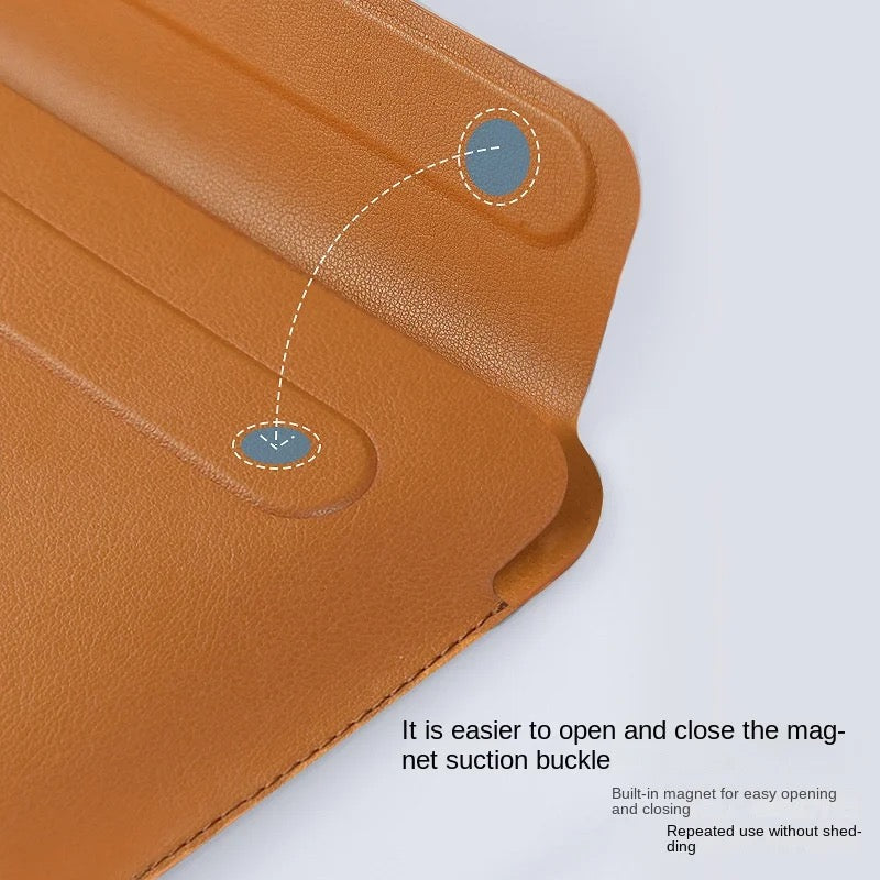 Macbook Laptop Bag Premium Faux Leather Sleeve Lightweight With Magnetic Closure Mobile Case by CoverMeUp - Style 3