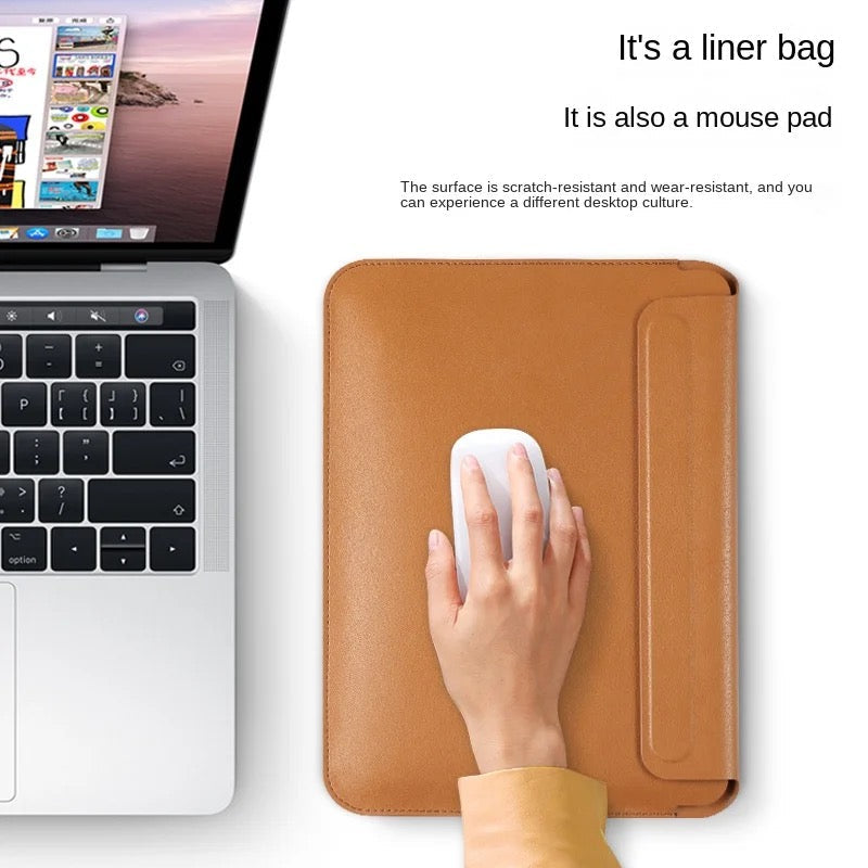 Macbook Laptop Bag Premium Faux Leather Sleeve Lightweight With Magnetic Closure Mobile Case by CoverMeUp - Style 6