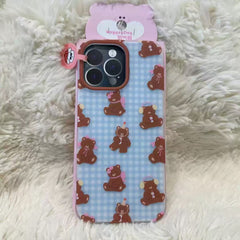 Cute Teddy Bear Matte Finish Designer Case for iPhone 16 Pro