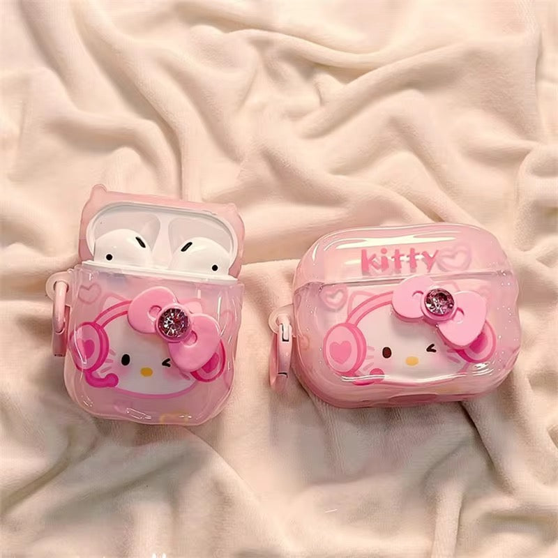 3D Pink Bow Hello Kitty Airpod Glossy Case Mobile Case by CoverMeUp