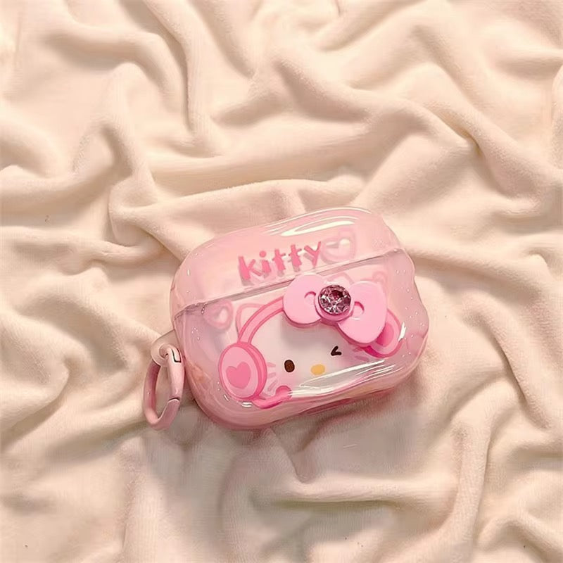 3D Pink Bow Hello Kitty Airpod Glossy Case Mobile Case by CoverMeUp - Style 6
