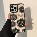 Protective Apple iPhone Back Cover - Retro Flower Floral PU Leather iPhone Soft Silicone Case