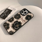 Protective Apple iPhone Back Cover - Retro Flower Floral PU Leather iPhone Soft Silicone Case - Style 4